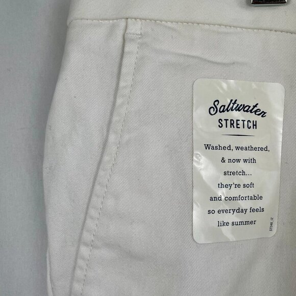 NWT Izod Saltwater Stretch Flat Front Washed Chino Cotton Short White Men's 38W - Picture 6 of 13